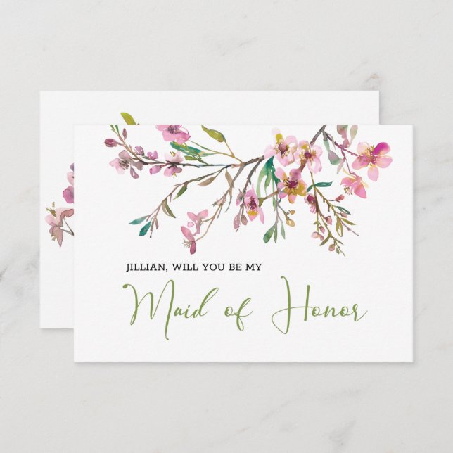 Will You Be My Maid of Honor Cherry Blossom  (Front/Back)
