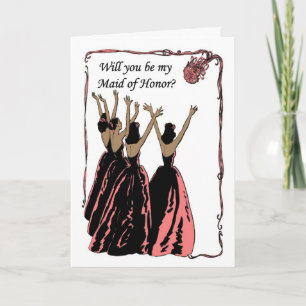 Will you be my Maid of Honor coral cinnamon spice Invitation