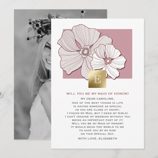 Will you be my Maid of Honor? Custom Photo Cards (Front/Back)