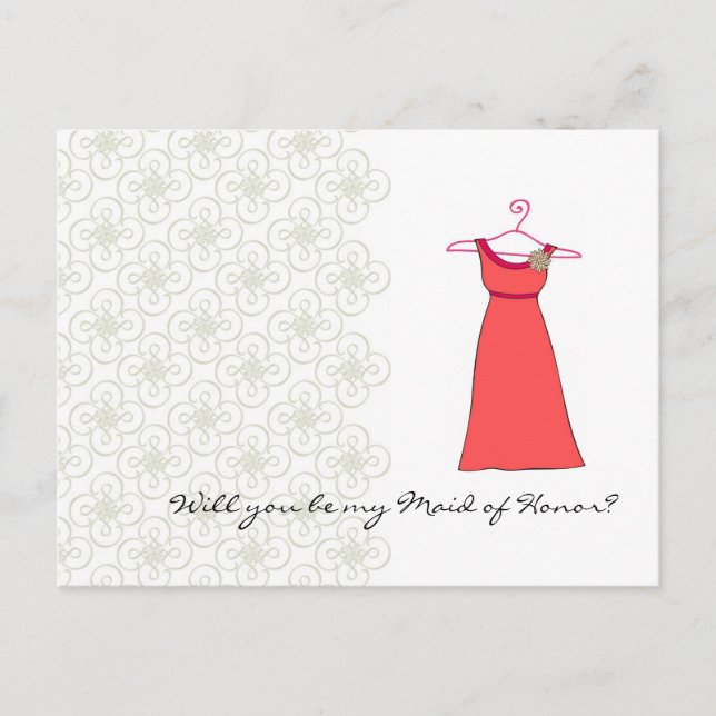 Will you be my Maid of Honor? Customizable Invitation Postcard (Front)