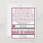 Will You Be My Maid Of Honor? Deep Red/black Poem Invitation at Zazzle