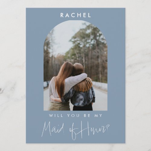 Will you be my Maid of Honor Dusty Blue Photo 