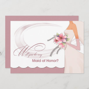 Will you be my Maid of Honor? Dusty Rose Invitation
