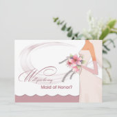 Will you be my Maid of Honor? Dusty Rose  Invitation (Standing Front)