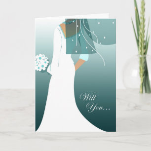 will you be my maid of honor? : elegant bride invitation