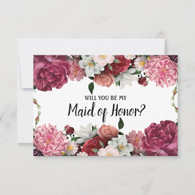 Will You Be My Maid of Honor Elegant Burgundy Flow (Front)