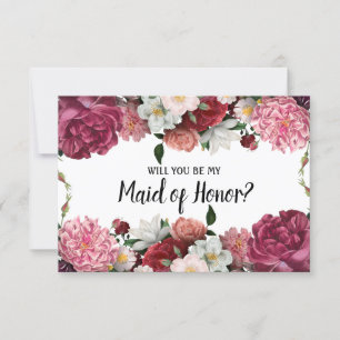 Will You Be My Maid of Honor Elegant Burgundy Flow