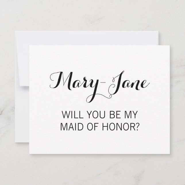 Will You Be My Maid of Honor Elegant Calligraphy Invitation (Front)