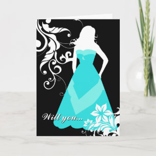 will you be my maid of honor? : elegant silhouette invitation