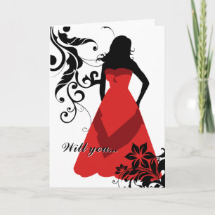 will you be my maid of honor? : elegant silhouette invitation