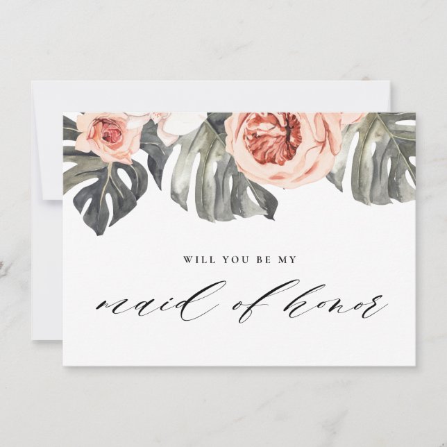 Will You Be My Maid of Honor Elegant Tropics Invitation (Front)