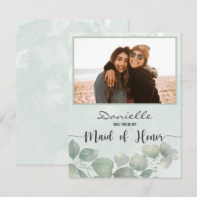 Will You Be My Maid of Honor Eucalyptus (Front/Back)
