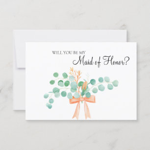 Will You Be My Maid of Honor Eucalyptus Peach