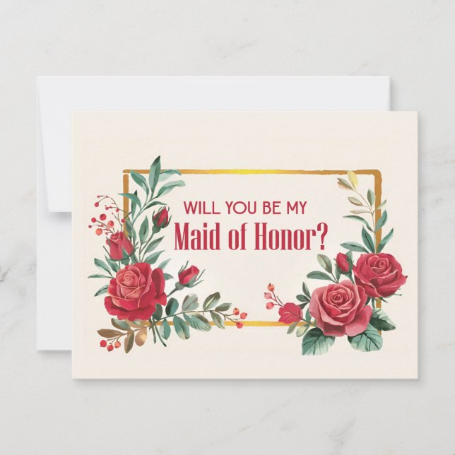 Will You be my Maid of Honor Flat Greeting Card (Front)