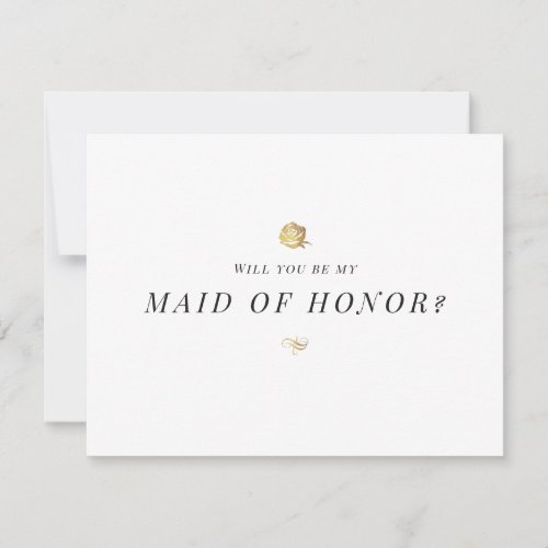 Will you be my maid of honor floral minimalist invitation