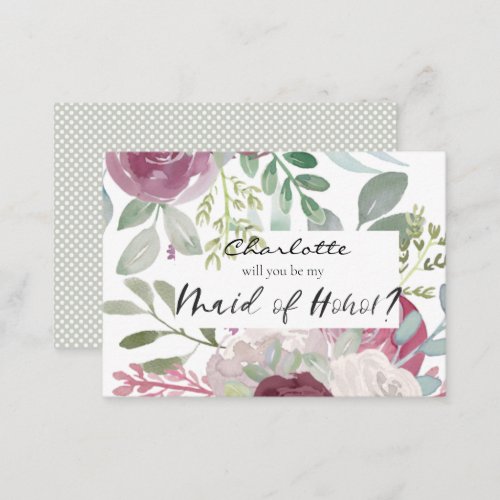 Will You Be My Maid of Honor Floral Rustic  Note Card