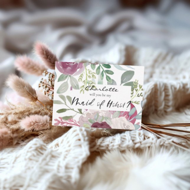 Will You Be My Maid of Honor Floral Rustic  Note Card (Creator Uploaded)