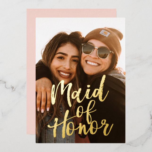 Will You Be My Maid Of Honor  Foil Invitation (Front/Back)