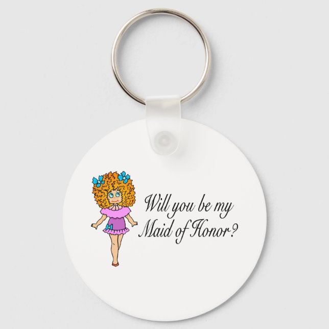 Will You Be My Maid Of Honor? (Girl) Keychain (Front)