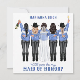 Will You Be My Maid of Honor? Girls in Denim Invitation