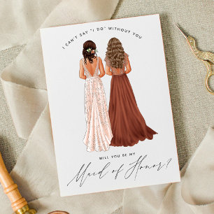 Will You Be My Maid of Honor? Girls in Gowns Invit Invitation
