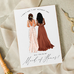 Will You Be My Maid of Honor? Girls in Gowns Invit Invitation