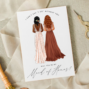 Will You Be My Maid of Honor? Girls in Gowns Invit Invitation