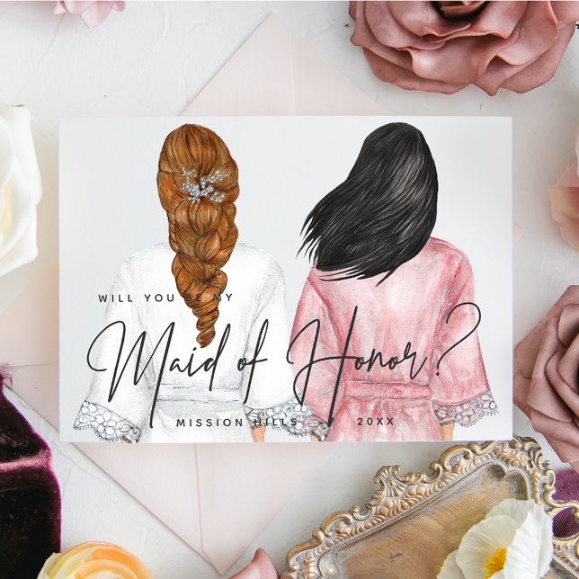 Will you be my Maid of Honor? Girls in Robes Invit Invitation (Creator Uploaded)