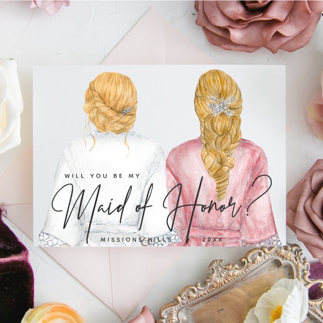 Will you be my Maid of Honor? Girls in Robes Invitation (Creator Uploaded)