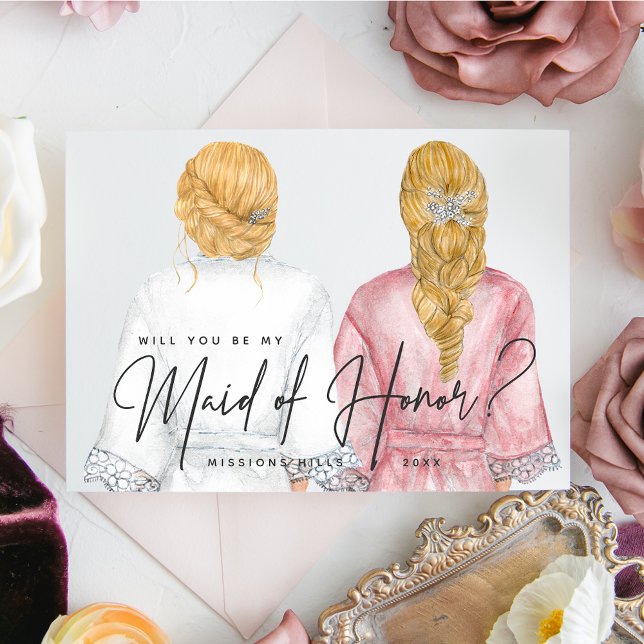 Will you be my Maid of Honor? Girls in Robes Invitation (Creator Uploaded)