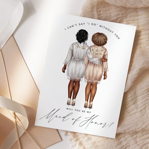 Will You Be My Maid of Honor Girls in Robes V3 Invitation