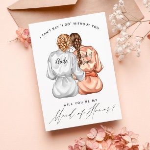 Will You Be My Maid of Honor? Girls In Silk Robes  Invitation