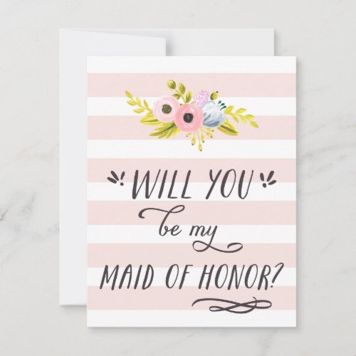 WILL YOU BE MY MAID OF HONOR hand painted card