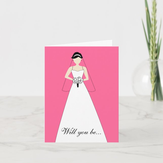 Will You Be My Maid of Honor? Hot Pink Invitation (Front)