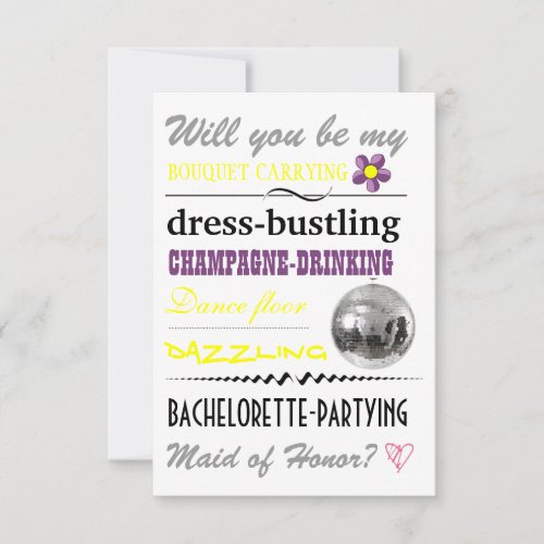 "Will you be my Maid of Honor?" Personalized Invitations