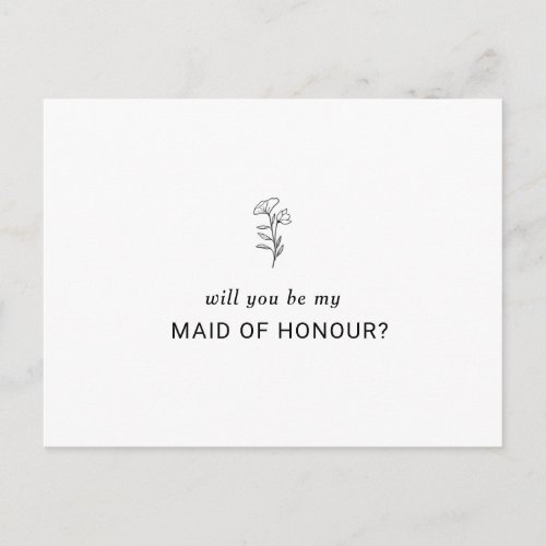 Will you be my Maid of Honor Invitation Postcard