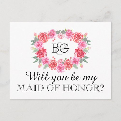 Will you be my MAID OF HONOR Invitation Postcard