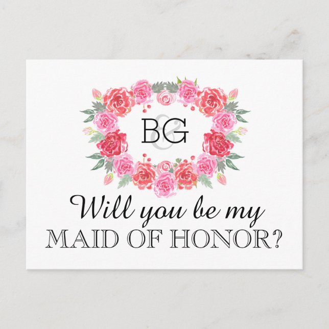 Will you be my MAID OF HONOR Invitation Postcard (Front)