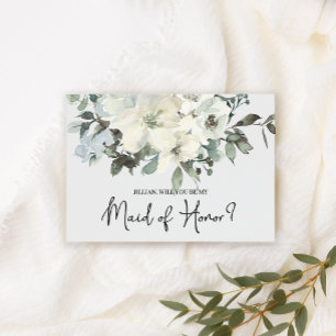 Will You Be My Maid of Honor Ivory White Floral