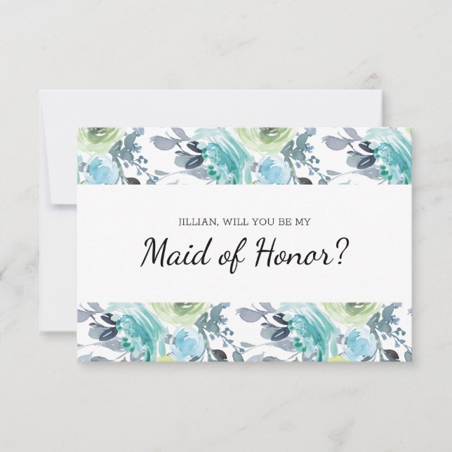 Will You Be My Maid of Honor Light Blue Yellow (Front)
