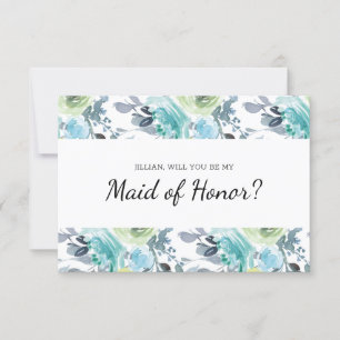 Will You Be My Maid of Honor Light Blue Yellow