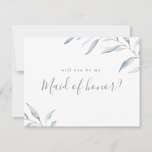 Will you be my maid of honor minimal greenery invitation