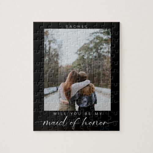 Will you be my Maid of Honor Minimalist Photo Chic Jigsaw Puzzle