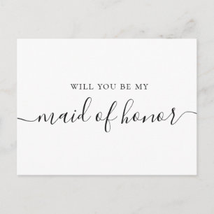 Will You Be My Maid of Honor   Minimalist Proposal Invitation Postcard