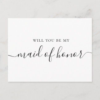 Will You Be My Maid of Honor | Minimalist Proposal Invitation Postcard