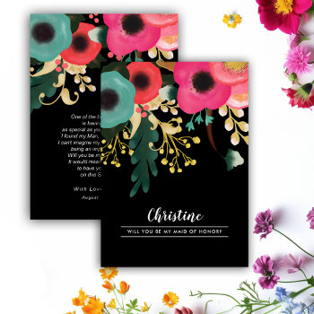 Will You Be My Maid Of Honor? Modern Floral Invitation by YourWeddingDay at Zazzle