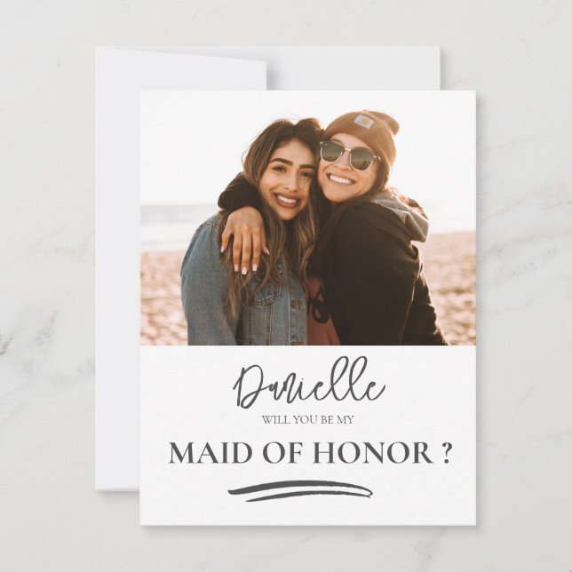 Will You Be My Maid of Honor Modern Photo (Front)