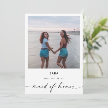 Will You Be My Maid Of Honor | Modern Photo Card by FlumeDesignCo at Zazzle