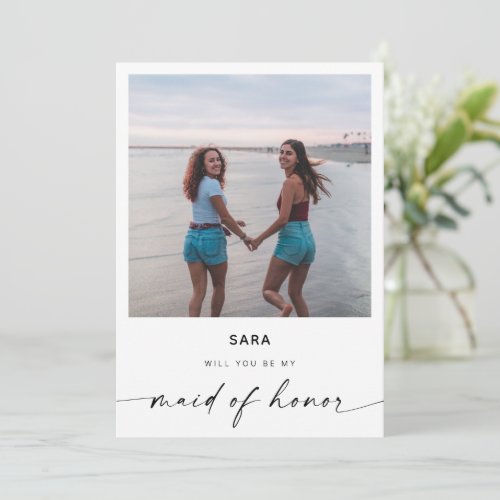 Will You Be My Maid of Honor  Modern Photo Card