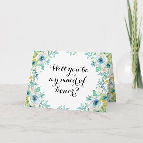 Will You Be My Maid of Honor Modern Vintage Floral Invitation